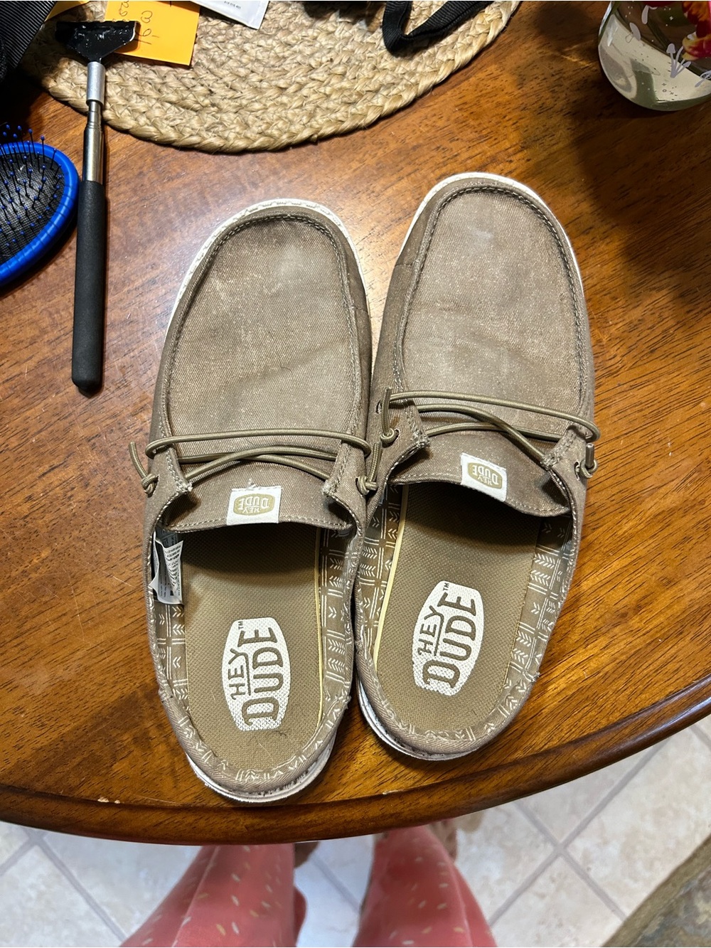 Hey Dude Men's Suede-Look Slip-On Loafers in Taupe